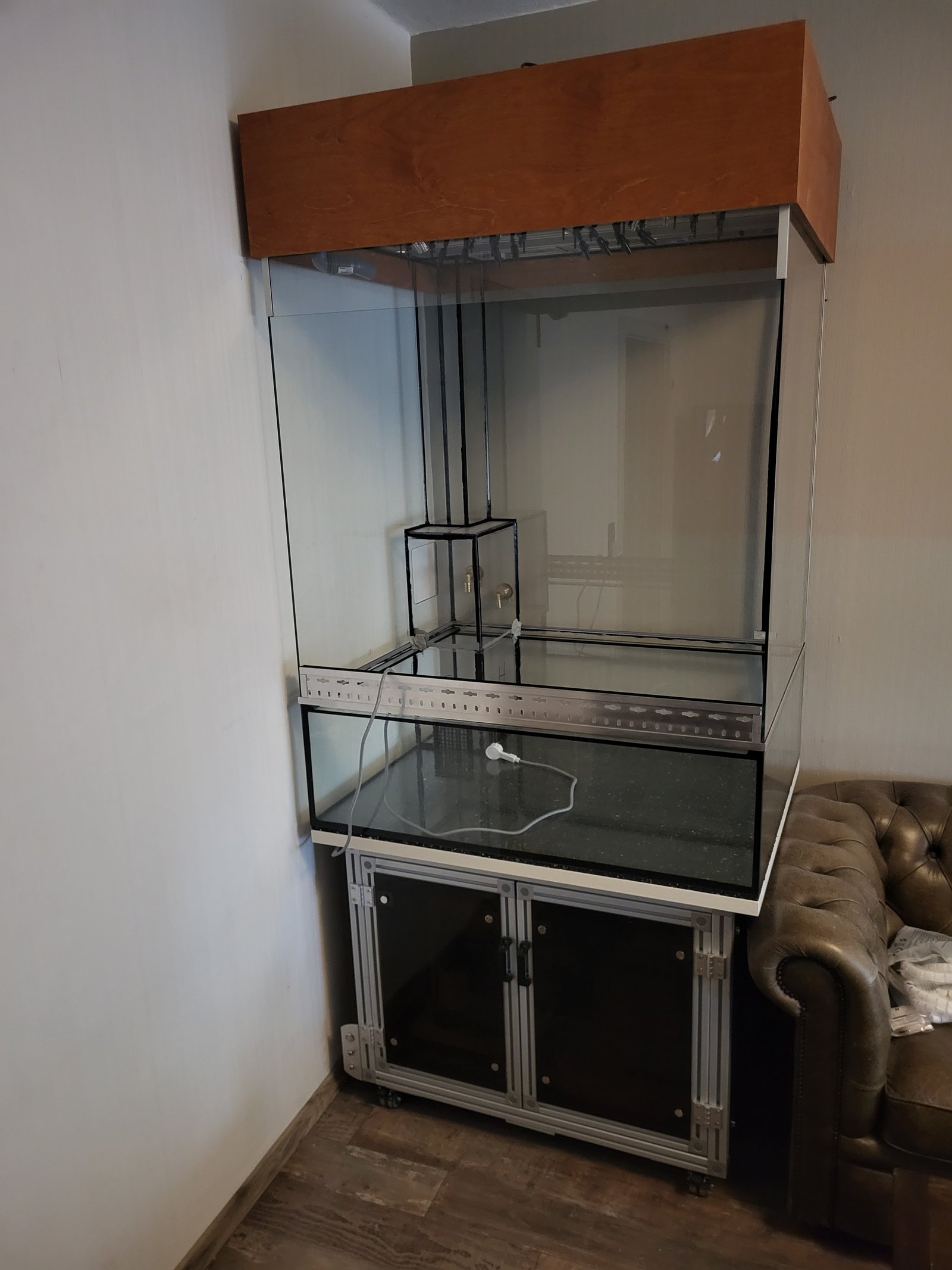Raw build phase of the empty glass enclosure